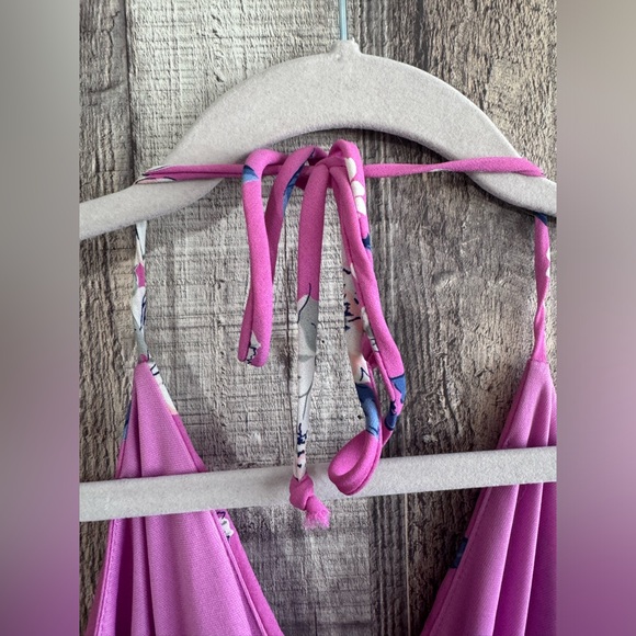 Pink Lily Infinite Love Purple Floral Maxi Wrap Dress Size Small - Picture 6 of 12